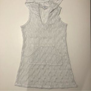 Donna Fishnet Beach Hoodie White Womens Size Medium